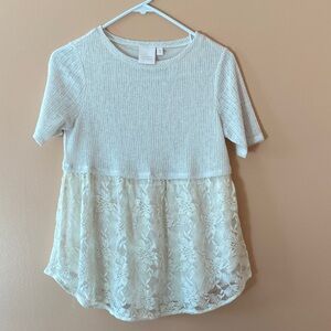 LC Lauren Conrad Textured Knit Top in White and Cream